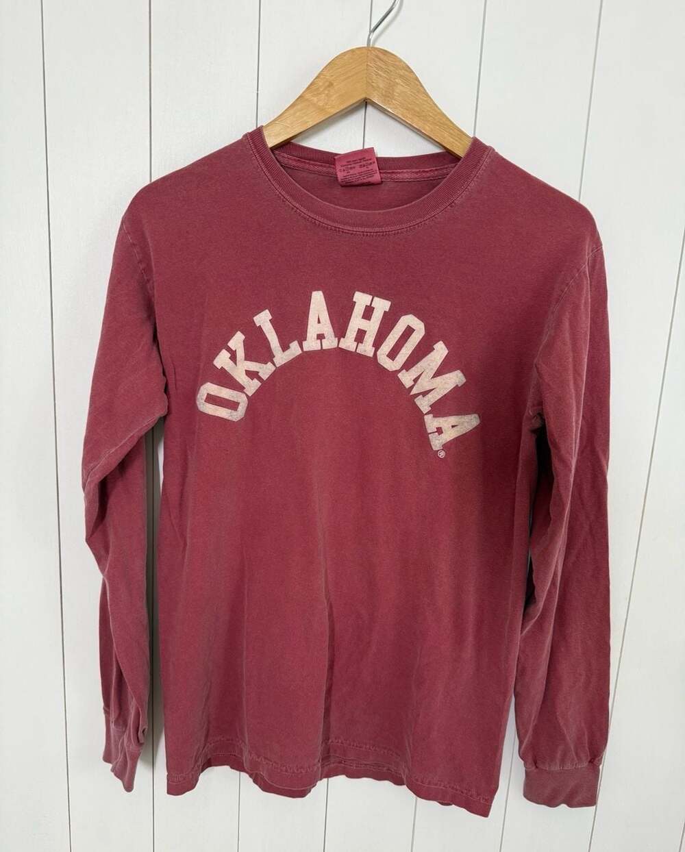 Comfort Colors Oklahoma Long Sleeve T-Shirt Size S Red Cotton